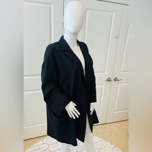 Eileen Fisher oversized medium 100% silk black blazer  lined with front pockets